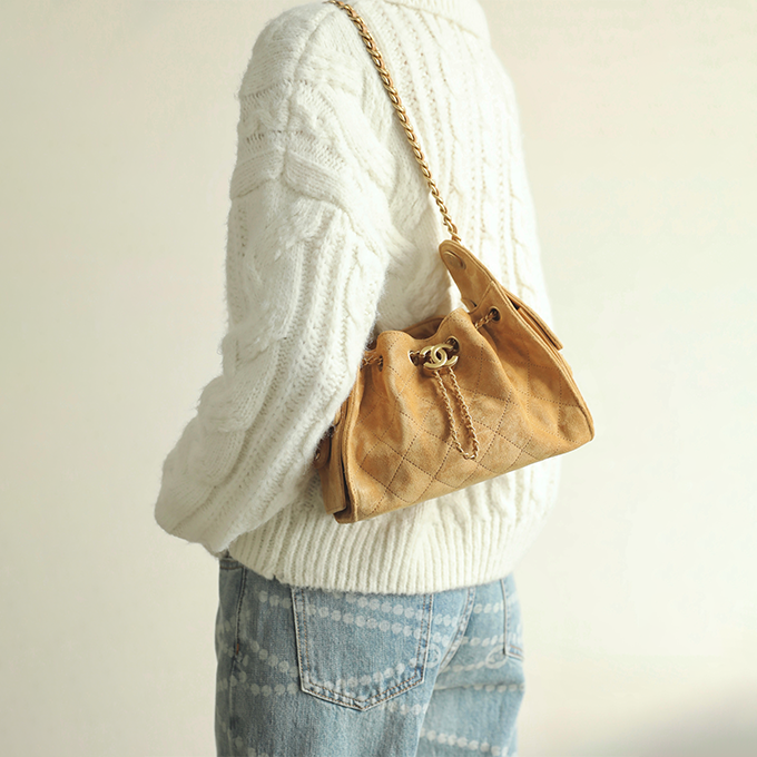 chanel 25 mini faded wash denim quilted chain tote bag
